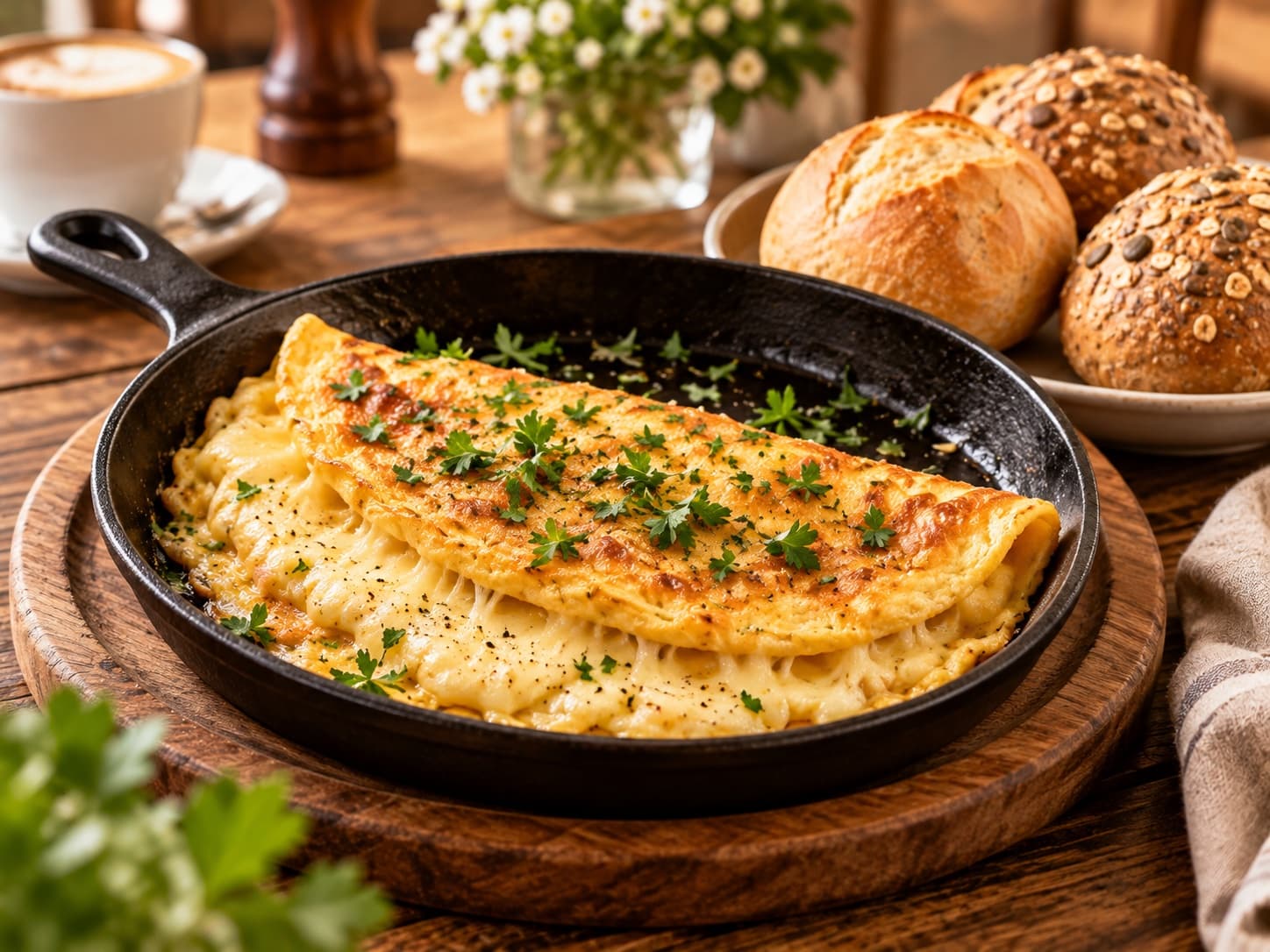 Omelett mit Kaschkaval – Drei Eier, Kaschkaval-Käse und Butter